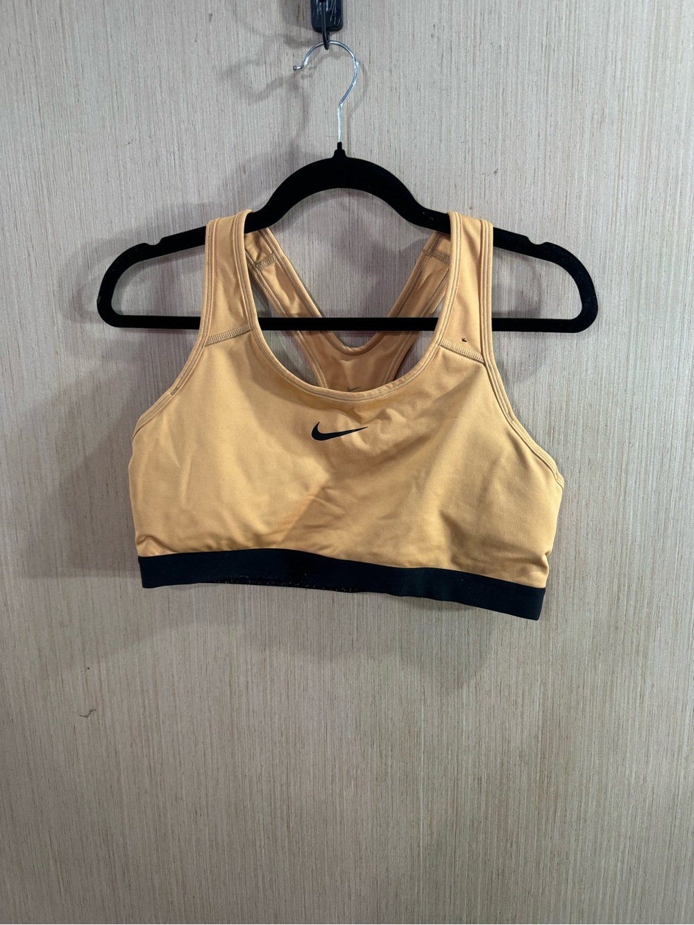 Nike Dri Fit Cream Orange Sports Bra with Black Underband Size XL